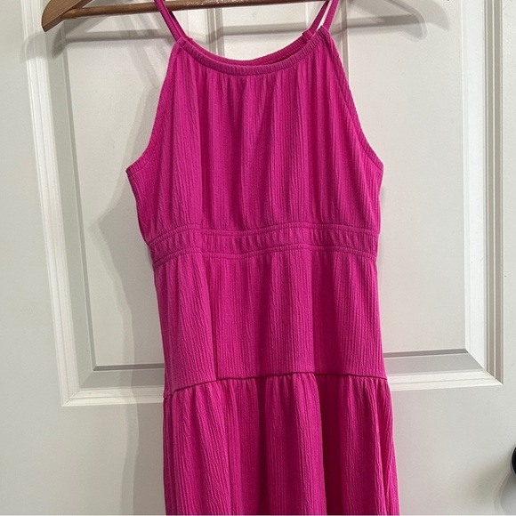 EUC like new girls youth size 14/16 vibrant pink Tiered Smocked Maxi Dress. - Picture 5 of 10